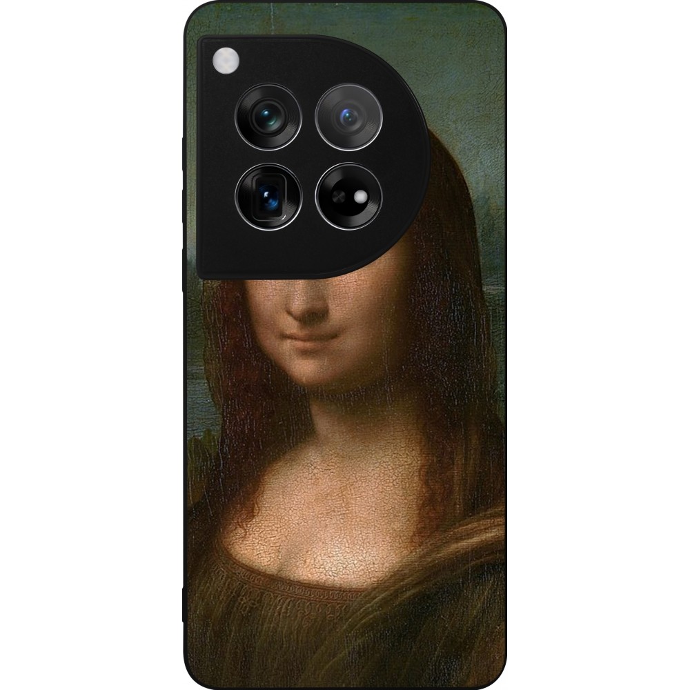 Coque OnePlus 12 - Silicone rigide noir Tableau art - La Joconde - Léonard de Vinci