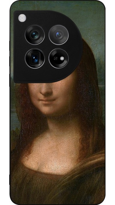 Coque OnePlus 12 - Silicone rigide noir Tableau art - La Joconde - Léonard de Vinci
