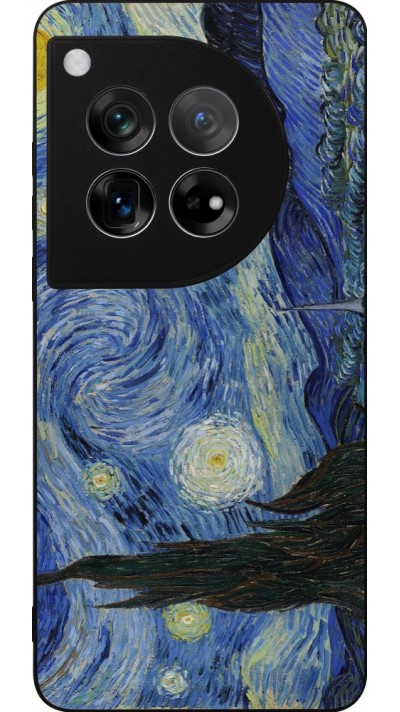 Coque OnePlus 12 - Silicone rigide noir Tableau art - La Nuit étoilée - Van Gogh