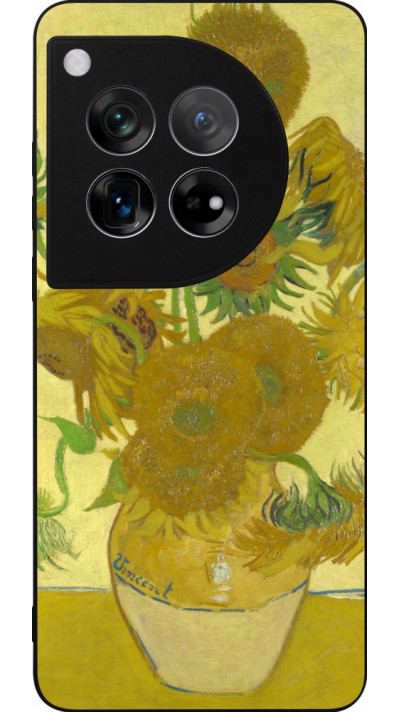 Coque OnePlus 12 - Silicone rigide noir Tableau art - Les Tournesols - Van Gogh
