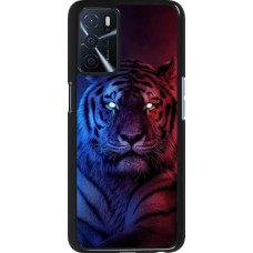 Coque Oppo A16s - Tiger Blue Red