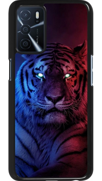 Coque Oppo A16s - Tiger Blue Red