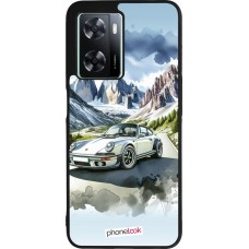 Coque OPPO A57 5G - Silicone rigide noir Porsche 911 Mountain Watercolor