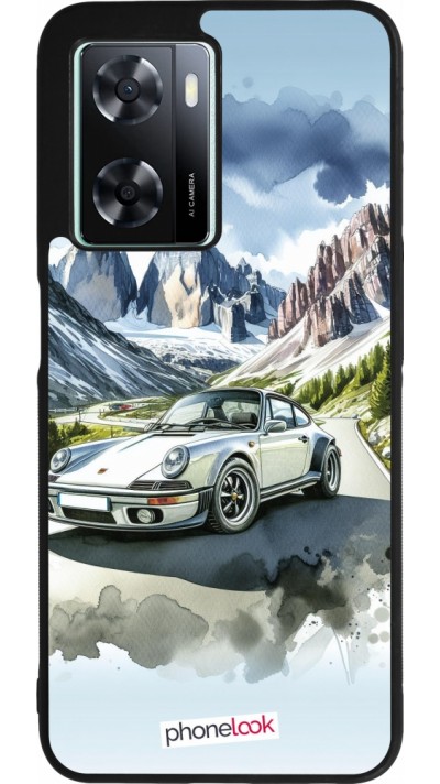 OPPO A57 5G Case Hülle - Silikon schwarz Porsche 911 Berg Aquarell