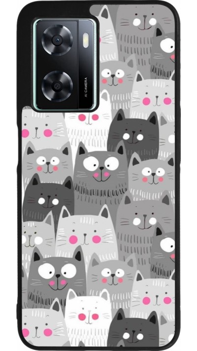 OPPO A57 5G Case Hülle - Silikon schwarz Katzenschwärme
