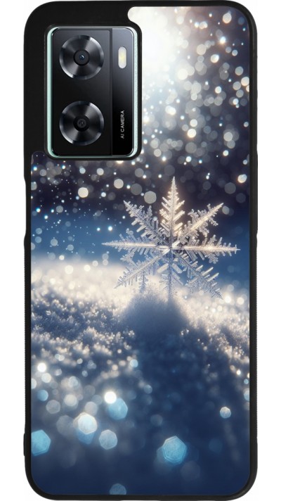 OPPO A57 5G Case Hülle - Silikon schwarz Schneeflocke Solar Glanz