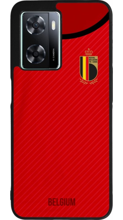 Coque OPPO A57 5G - Silicone rigide noir Maillot de football Belgique 2022 personnalisable