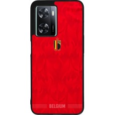 Coque OPPO A57 5G - Silicone rigide noir Maillot de football Belgique 2026 personnalisable