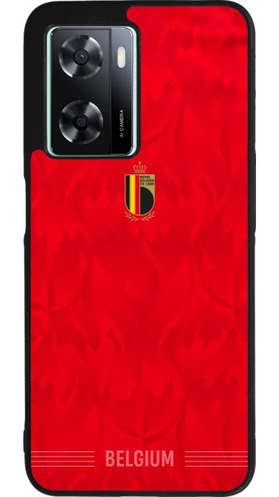Coque OPPO A57 5G - Silicone rigide noir Maillot de football Belgique 2026 personnalisable