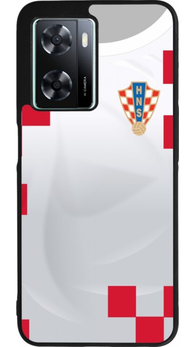 OPPO A57 5G Case Hülle - Silikon schwarz Kroatien 2022 personalisierbares Fussballtrikot