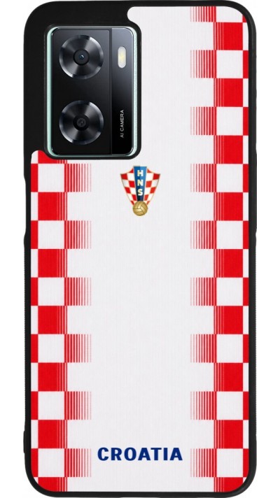 Coque OPPO A57 5G - Silicone rigide noir Maillot de football Croatie 2026 personnalisable