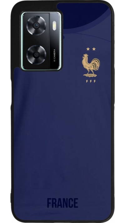 Coque OPPO A57 5G - Silicone rigide noir Maillot de football France 2022 personnalisable