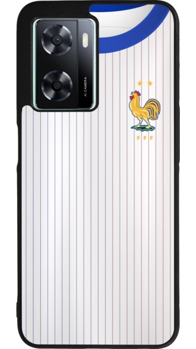 Coque OPPO A57 5G - Silicone rigide noir Maillot de football France Extérieur personnalisable
