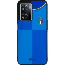 Coque OPPO A57 5G - Silicone rigide noir Maillot de football Italie 2022 personnalisable