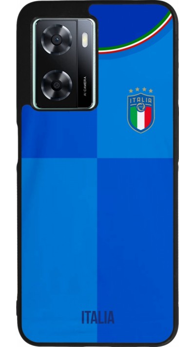 Coque OPPO A57 5G - Silicone rigide noir Maillot de football Italie 2022 personnalisable