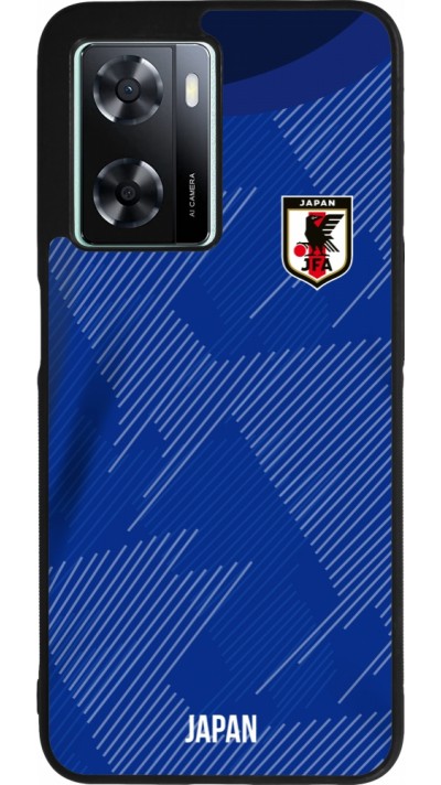 Coque OPPO A57 5G - Silicone rigide noir Maillot de football Japon 2022 personnalisable
