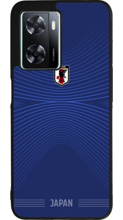 Coque OPPO A57 5G - Silicone rigide noir Maillot de football Japon 2026 personnalisable