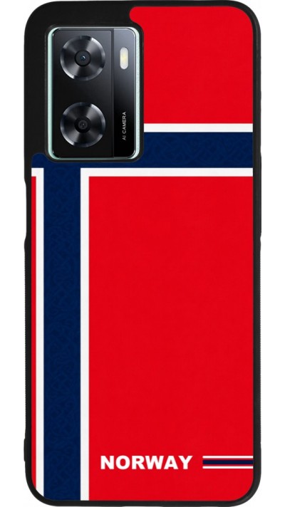 Coque OPPO A57 5G - Silicone rigide noir Maillot de football Norvège 2026 personnalisable