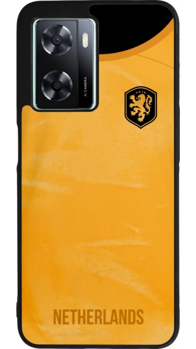 Coque OPPO A57 5G - Silicone rigide noir Maillot de football Pays-Bas 2022 personnalisable