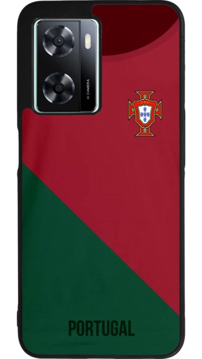 Coque OPPO A57 5G - Silicone rigide noir Maillot de football Portugal 2022