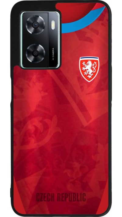 Coque OPPO A57 5G - Silicone rigide noir Maillot de football République Tchèque personnalisable