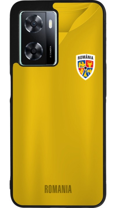 Coque OPPO A57 5G - Silicone rigide noir Maillot de football Roumanie