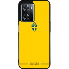 Coque OPPO A57 5G - Silicone rigide noir Maillot de football Suède 2026 personnalisable