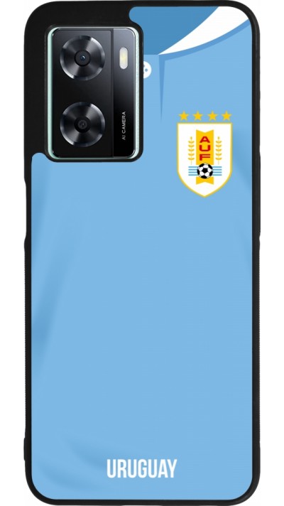 Coque OPPO A57 5G - Silicone rigide noir Maillot de football Uruguay 2022 personnalisable