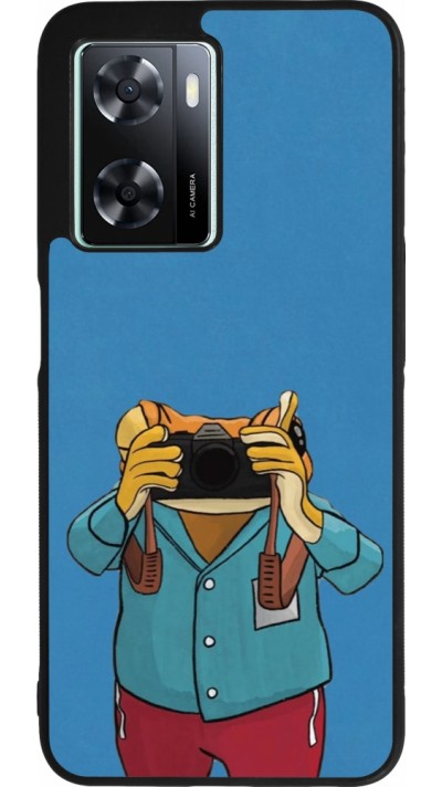 OPPO A57 5G Case Hülle - Silikon schwarz Frog with camera DTMF