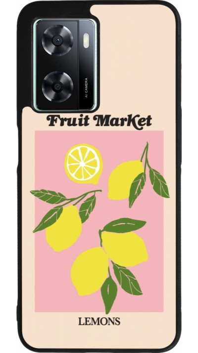 Coque OPPO A57 5G - Silicone rigide noir Fruit market lemons 2026