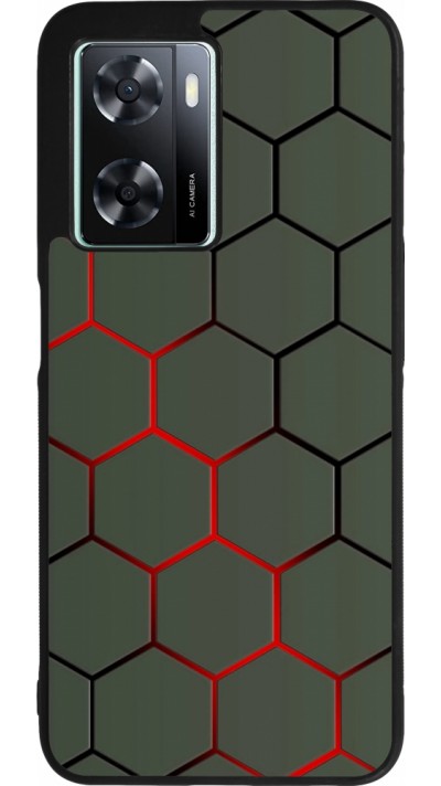 Coque OPPO A57 5G - Silicone rigide noir Geometric Line red