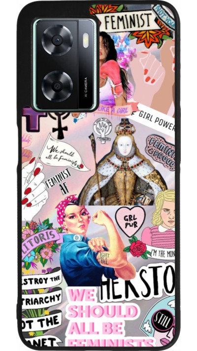 Coque OPPO A57 5G - Silicone rigide noir Girl Power Collage