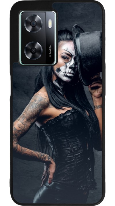 Coque OPPO A57 5G - Silicone rigide noir Halloween 22 Tattooed Girl