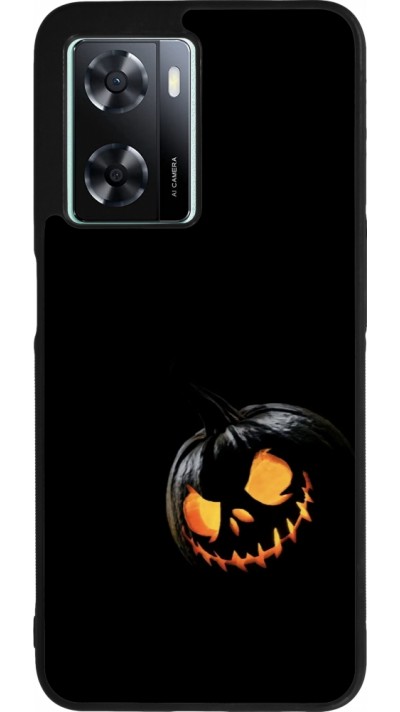 Coque OPPO A57 5G - Silicone rigide noir Halloween 2023 discreet pumpkin