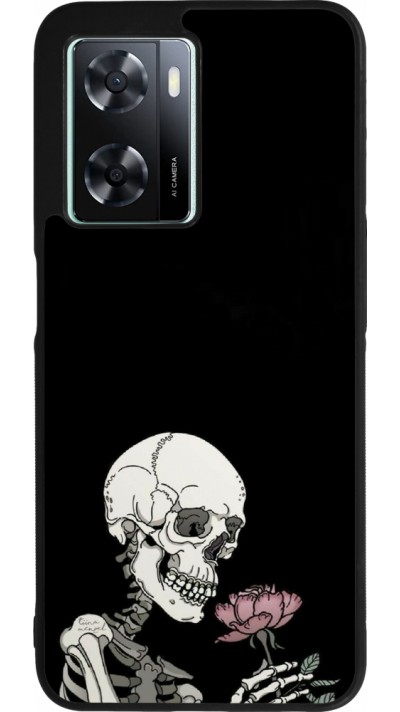 Coque OPPO A57 5G - Silicone rigide noir Halloween 2023 rose and skeleton