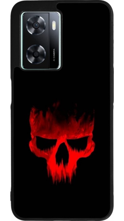 Coque OPPO A57 5G - Silicone rigide noir Halloween 2023 scary skull