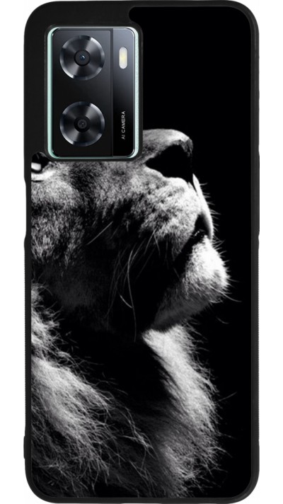 OPPO A57 5G Case Hülle - Silikon schwarz Lion looking up