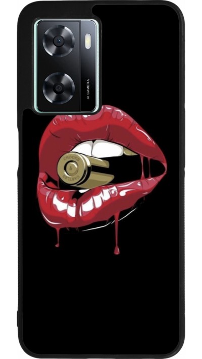 OPPO A57 5G Case Hülle - Silikon schwarz Lips bullet