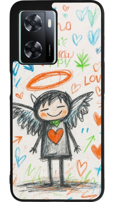 OPPO A57 5G Case Hülle - Silikon schwarz Little Angel Sketch Love