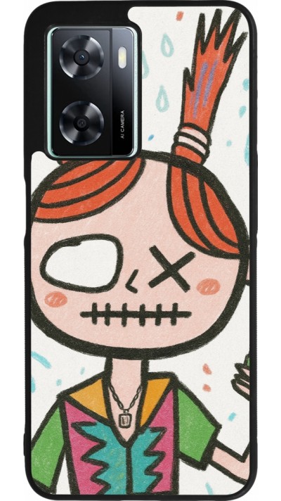 OPPO A57 5G Case Hülle - Silikon schwarz Little Girl Sketch