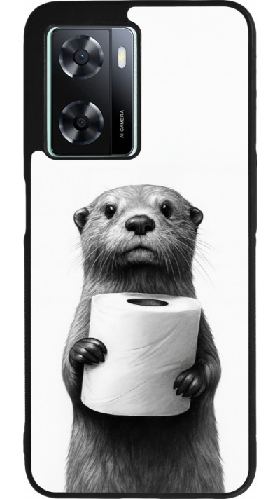 OPPO A57 5G Case Hülle - Silikon schwarz Otter Toilettenpapier