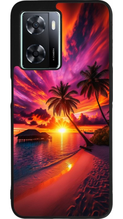 OPPO A57 5G Case Hülle - Silikon schwarz Malediven Abenddämmerung Glückseligkeit