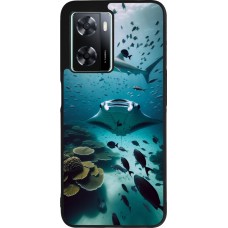 Coque OPPO A57 5G - Silicone rigide noir Manta Lagon Nettoyage