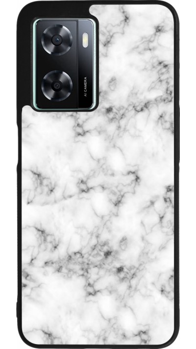 OPPO A57 5G Case Hülle - Silikon schwarz Marble 01