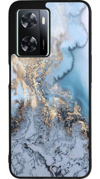 OPPO A57 5G Case Hülle - Silikon schwarz Marble 04