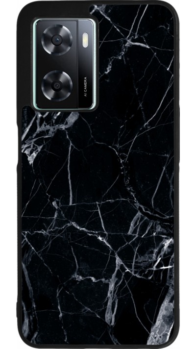 OPPO A57 5G Case Hülle - Silikon schwarz Marble Black 01