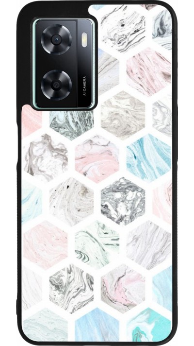 OPPO A57 5G Case Hülle - Silikon schwarz Marble Everything