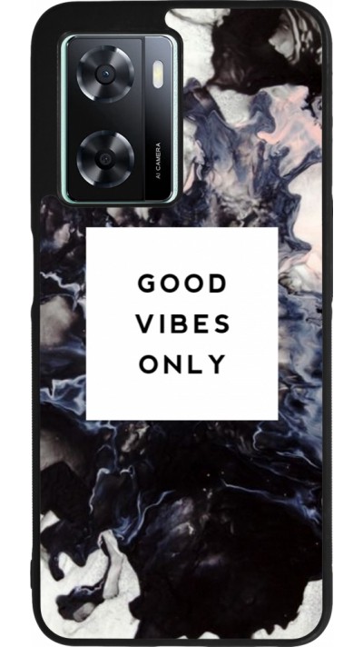 OPPO A57 5G Case Hülle - Silikon schwarz Marble Good Vibes Only
