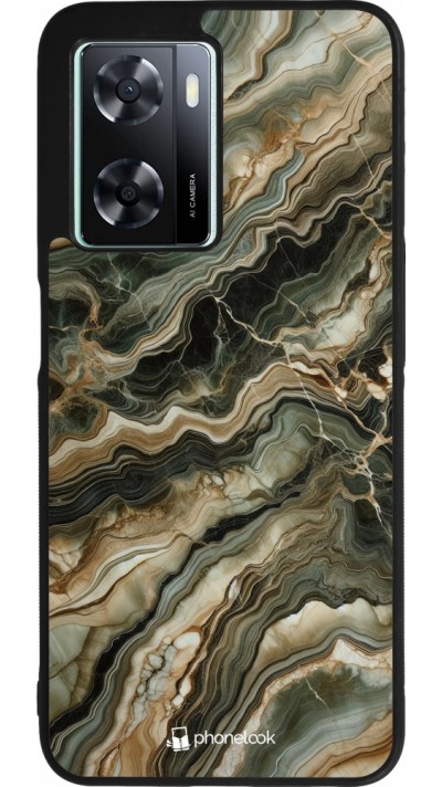 OPPO A57 5G Case Hülle - Silikon schwarz Oliv Marmor