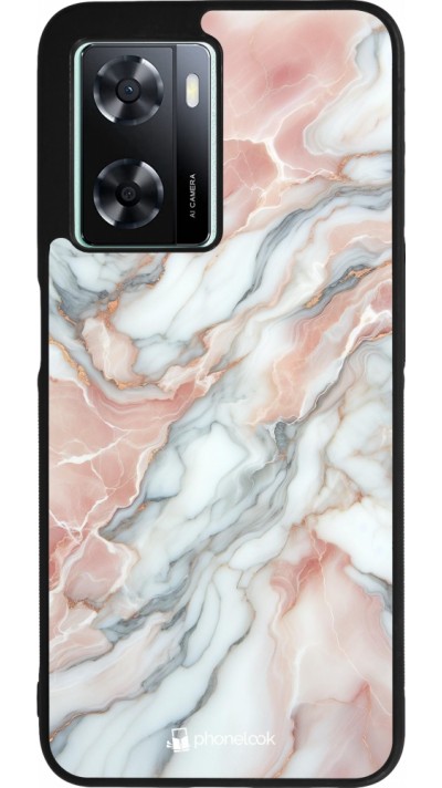OPPO A57 5G Case Hülle - Silikon schwarz Rosa Leuchtender Marmor